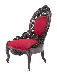 A J. and J.W. Meeks Walnut Slipper Chair