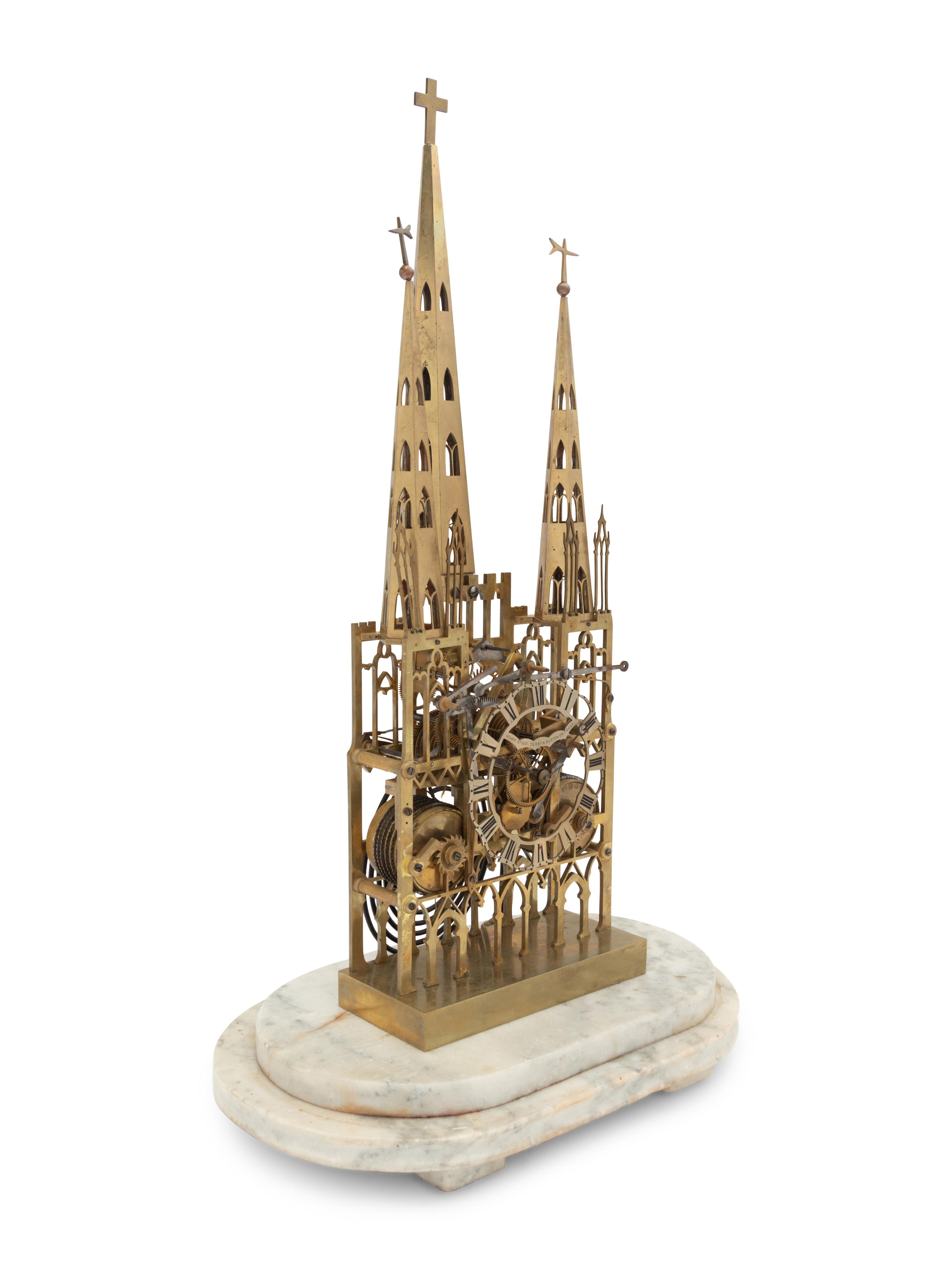 An English Brass Cathedral Skeleton Clock