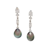 CONVERTIBLE CULTURED SOUTH SEA, TAHITIAN PEARL AND DIAMOND EARCLIPS