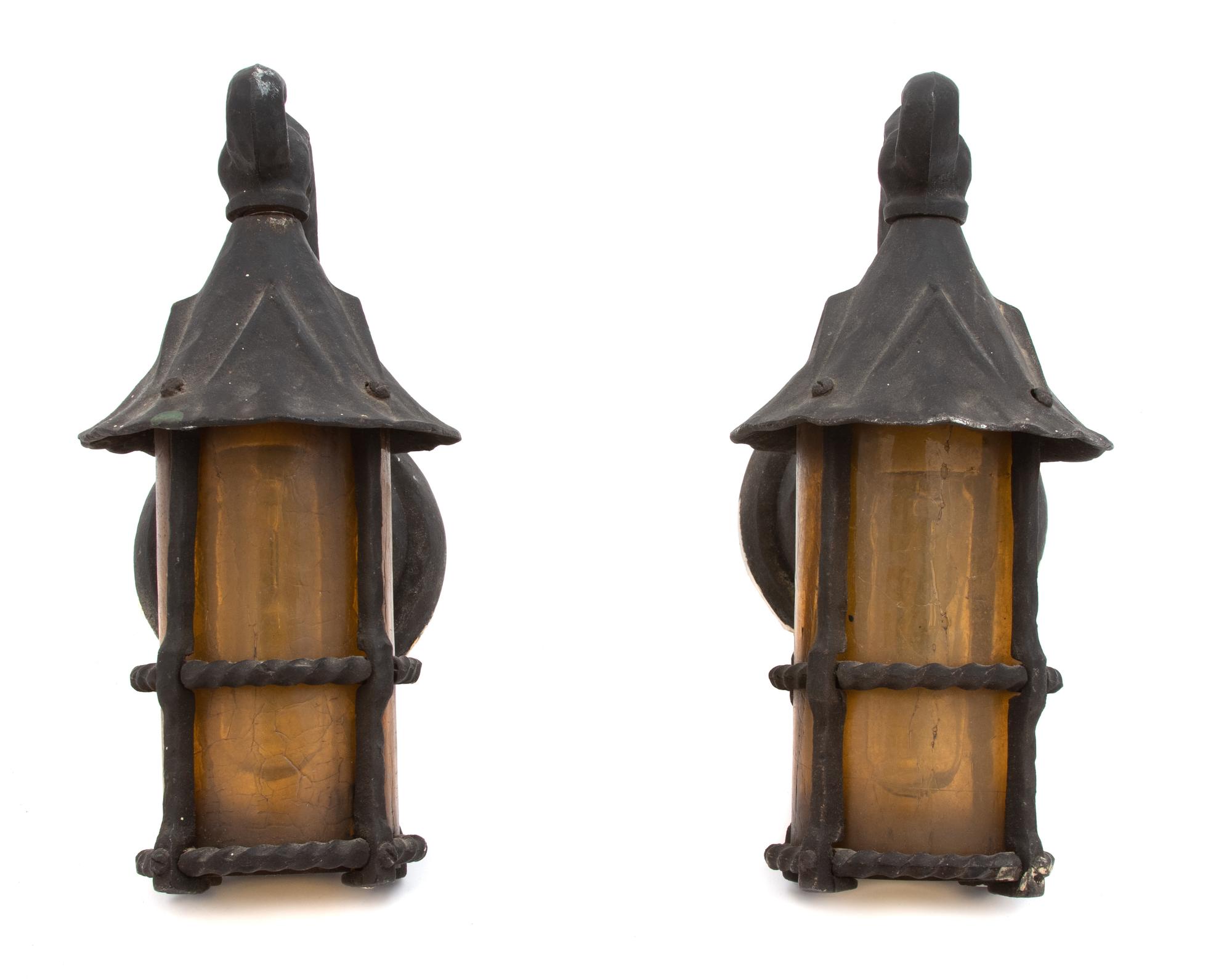 A Pair of English Iron Wall Sconces Height 10 1/4 inches. — 19TH CENTURY