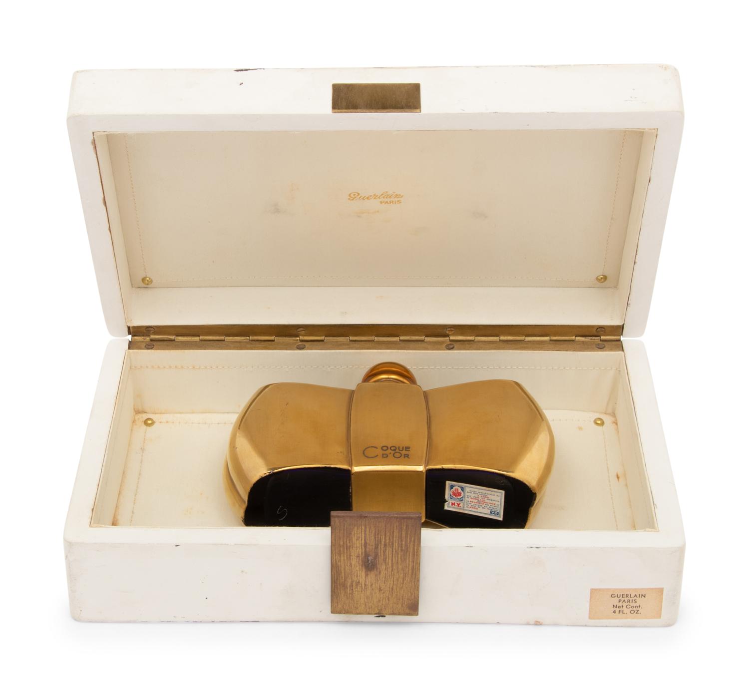 Perfume Box by Jean-Michel Frank and Guerlain Coque d'Or Bottle by Baccarat, 1937