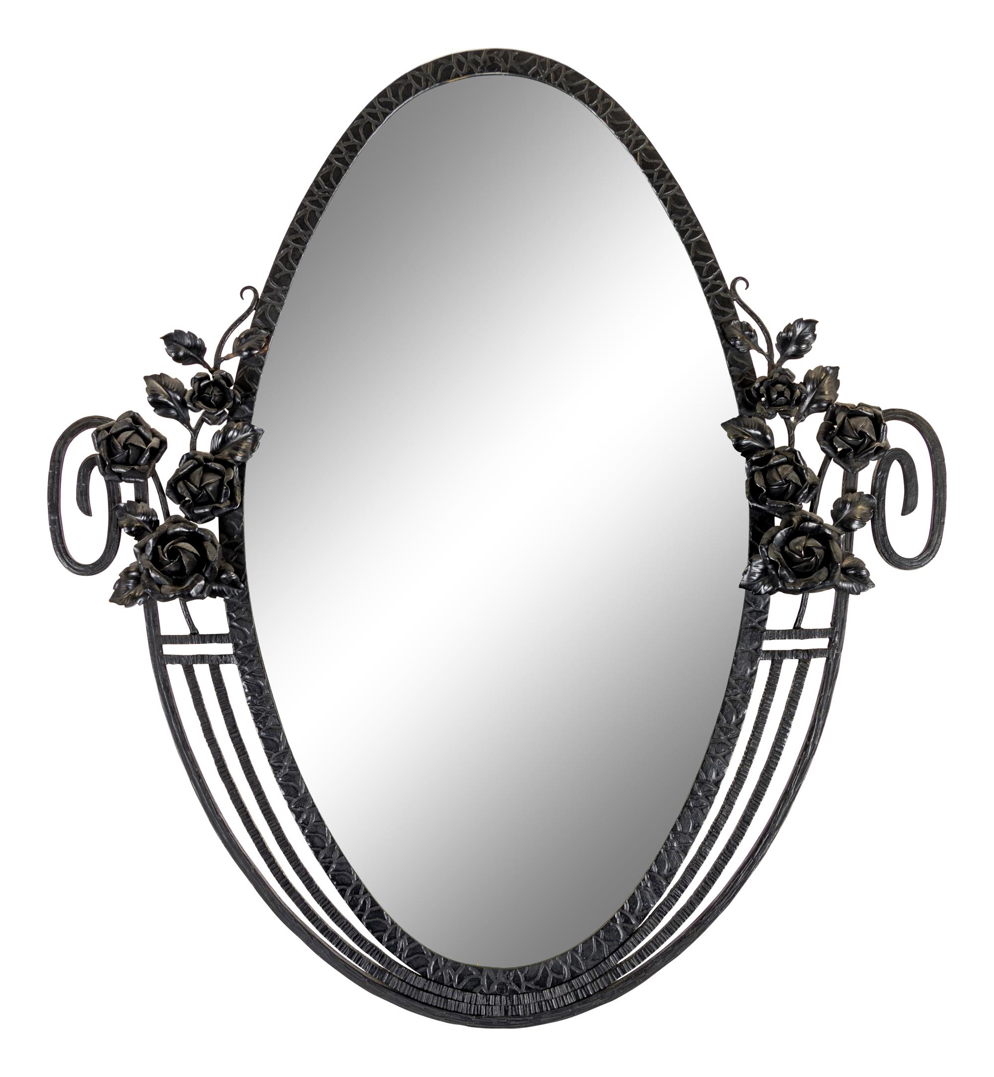An Art-Deco Cast Bronze Mirror