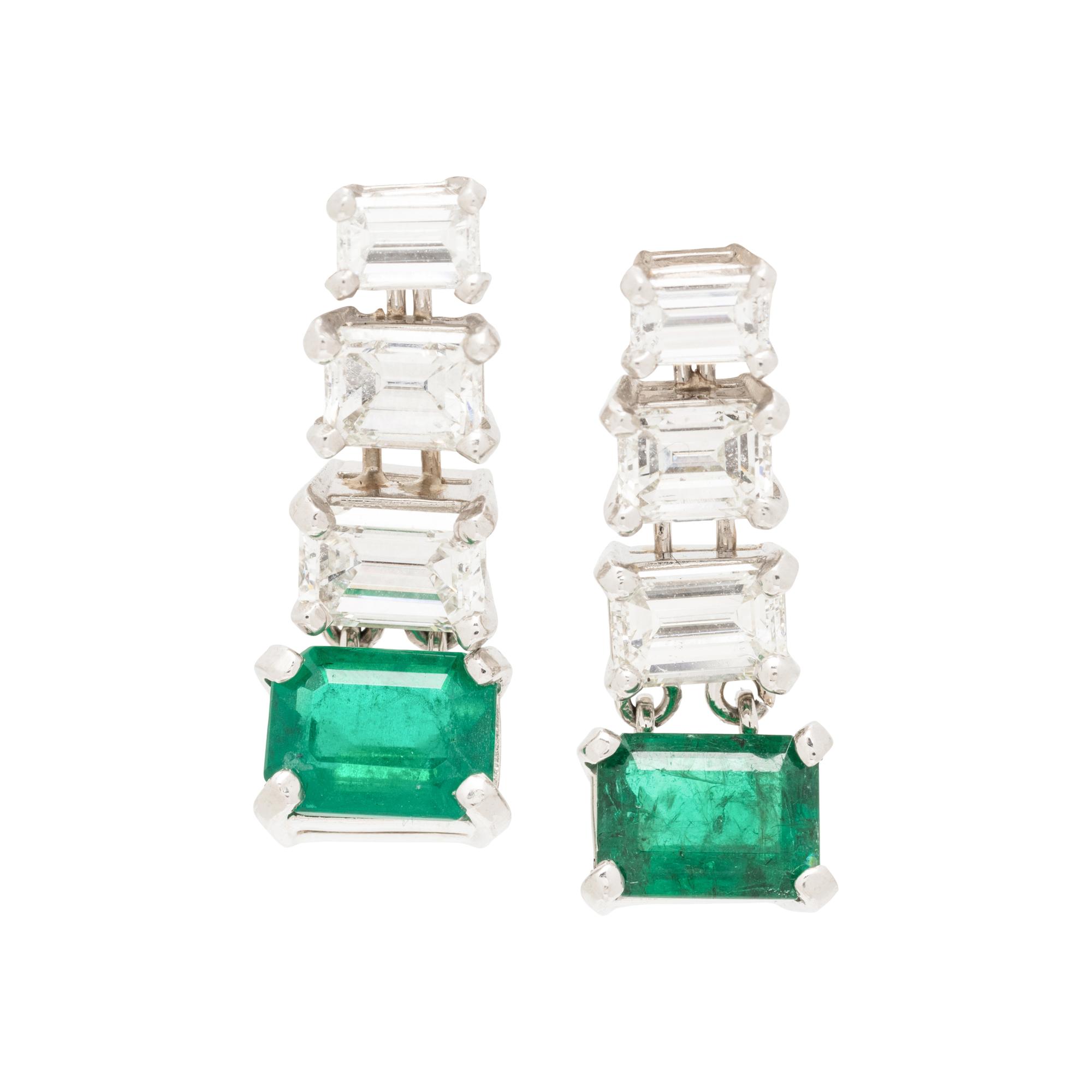 EMERALD AND DIAMOND EARRINGS