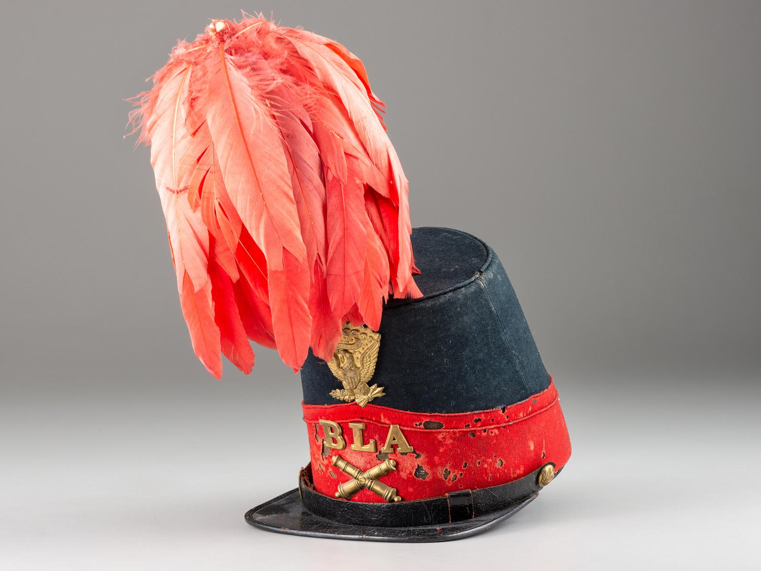 [CIVIL WAR]. Artillery shako, attributed to the Brooklyn Light Artillery. Manufactured by John A. Baker, New York.