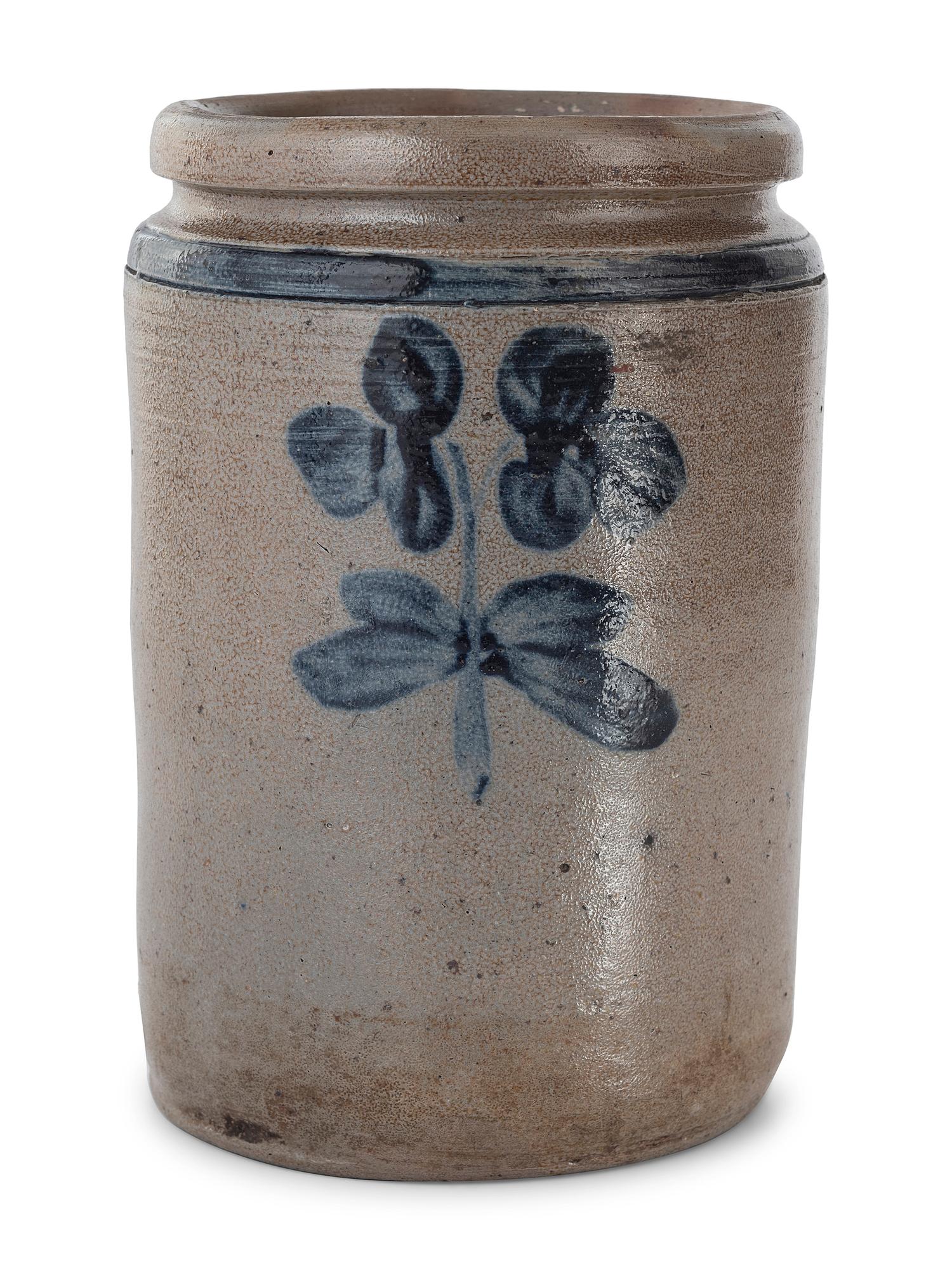 Two Cobalt-Decorated Stoneware Jars