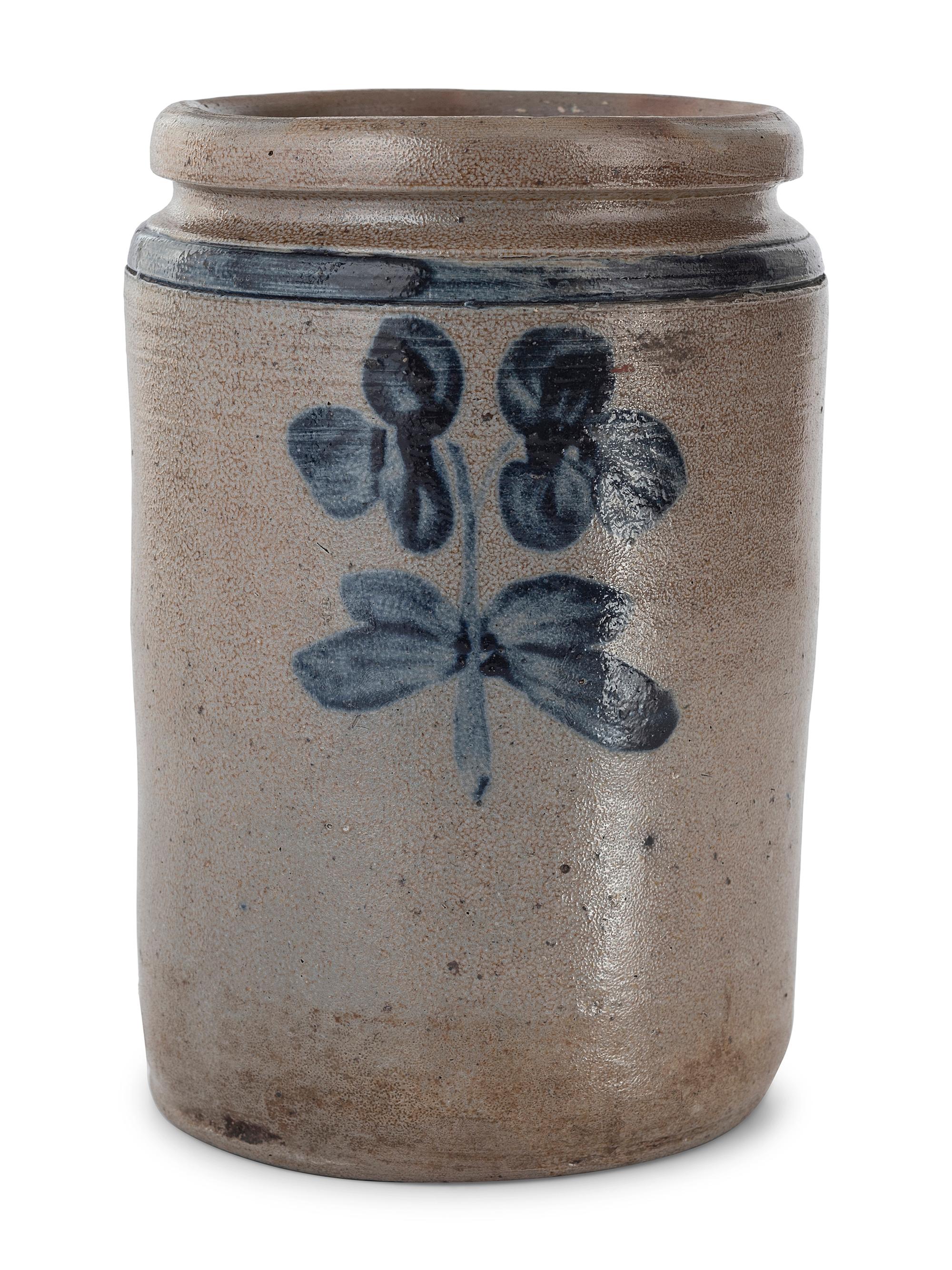 Two Cobalt-Decorated Stoneware Jars