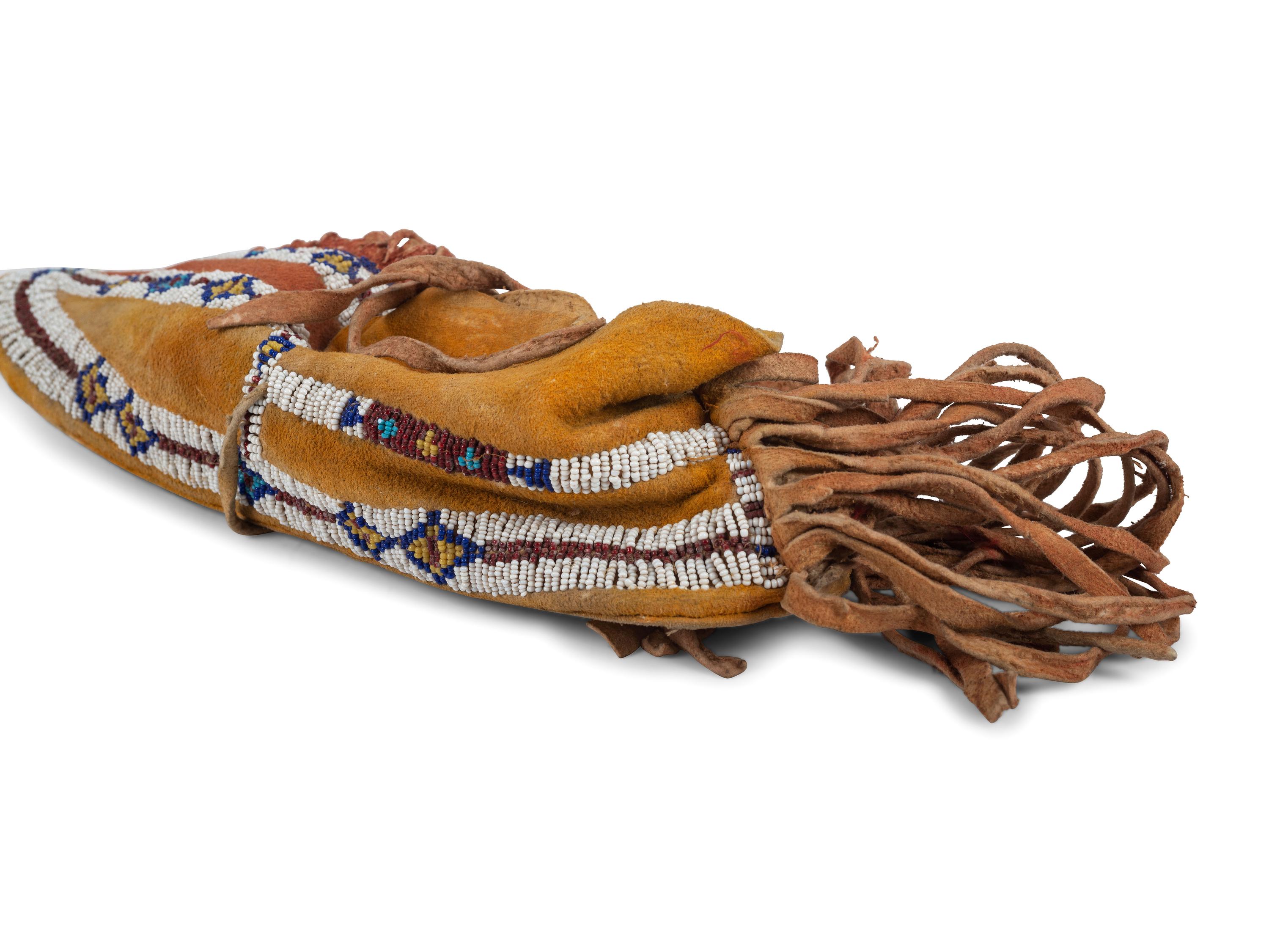 Southern Plains Beaded Hide Moccasins