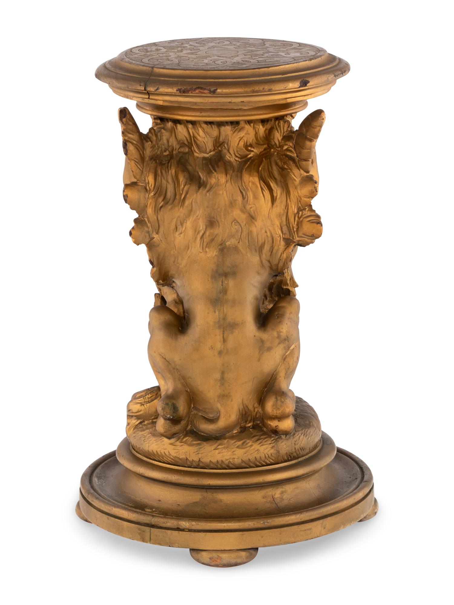 A Continental Carved Giltwood Griffon Stool