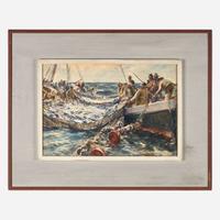 Gordon Hope Grant (American, 1875-1962) Hauling in the Nets; together with a companion