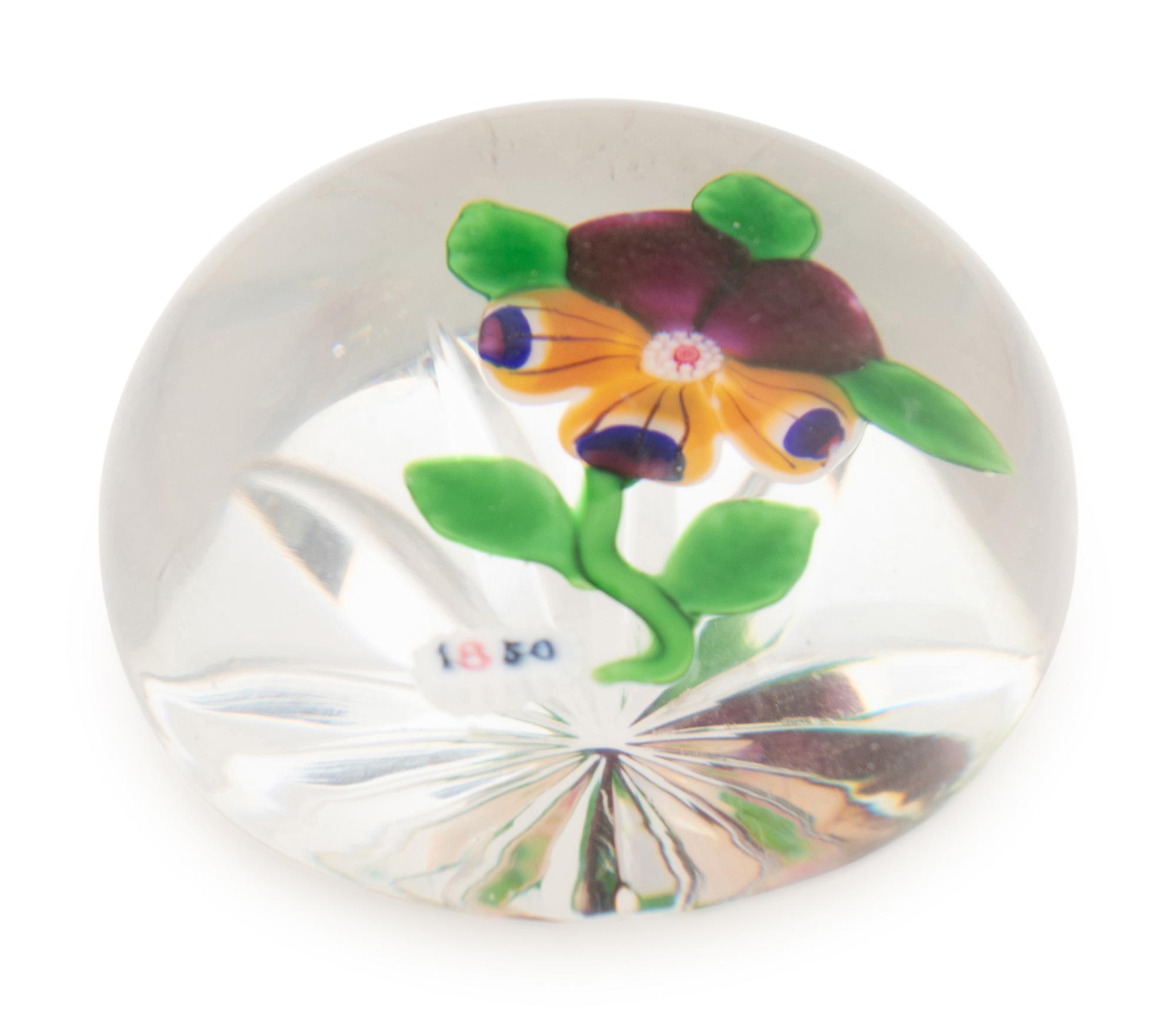 A Baccarat Pansy Glass Paperweight