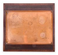 A Copper and Leather Inset Wood Serving Tray