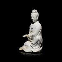 A Chinese Blanc de Chine Figure of Guanyin, Puji Yuren Mark