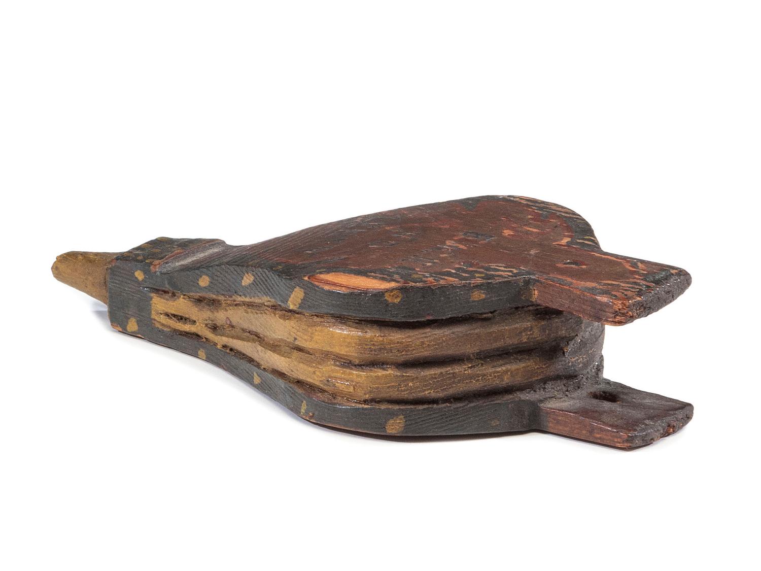 A Folk Art Carved and Painted Pine Peace and Plenty Bellows Model