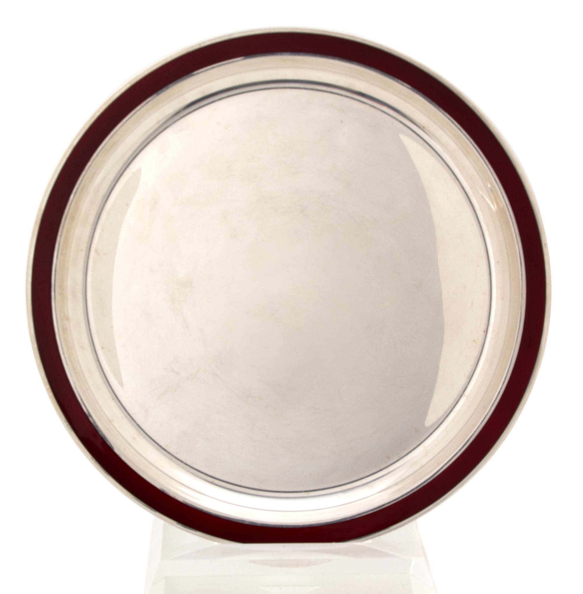 A Norwegian Silver Charger with Enamel Inlay Border, David Andersen, Norway, 20th Century,
