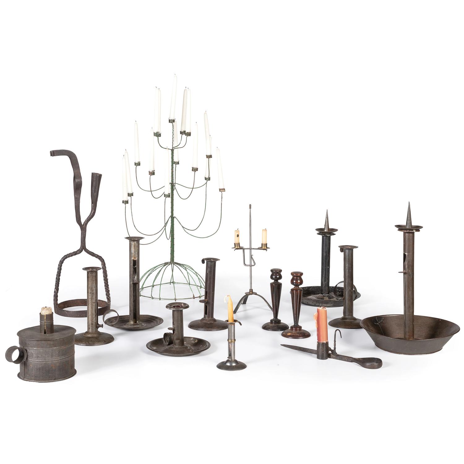 A Group of Tin and Other Assorted Lighting Articles
