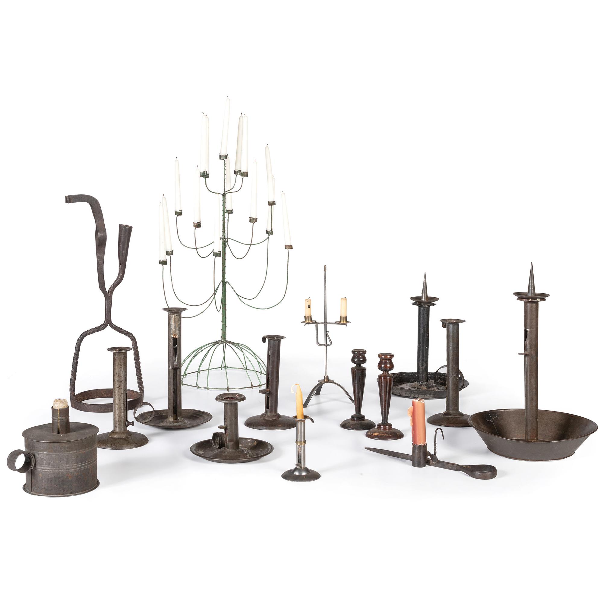 A Group of Tin and Other Assorted Lighting Articles