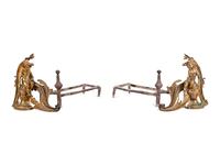 A Pair of Continental Gilt Bronze Figural Chenets