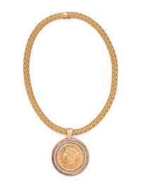YELLOW GOLD AND COIN PENDANT/NECKLACE
