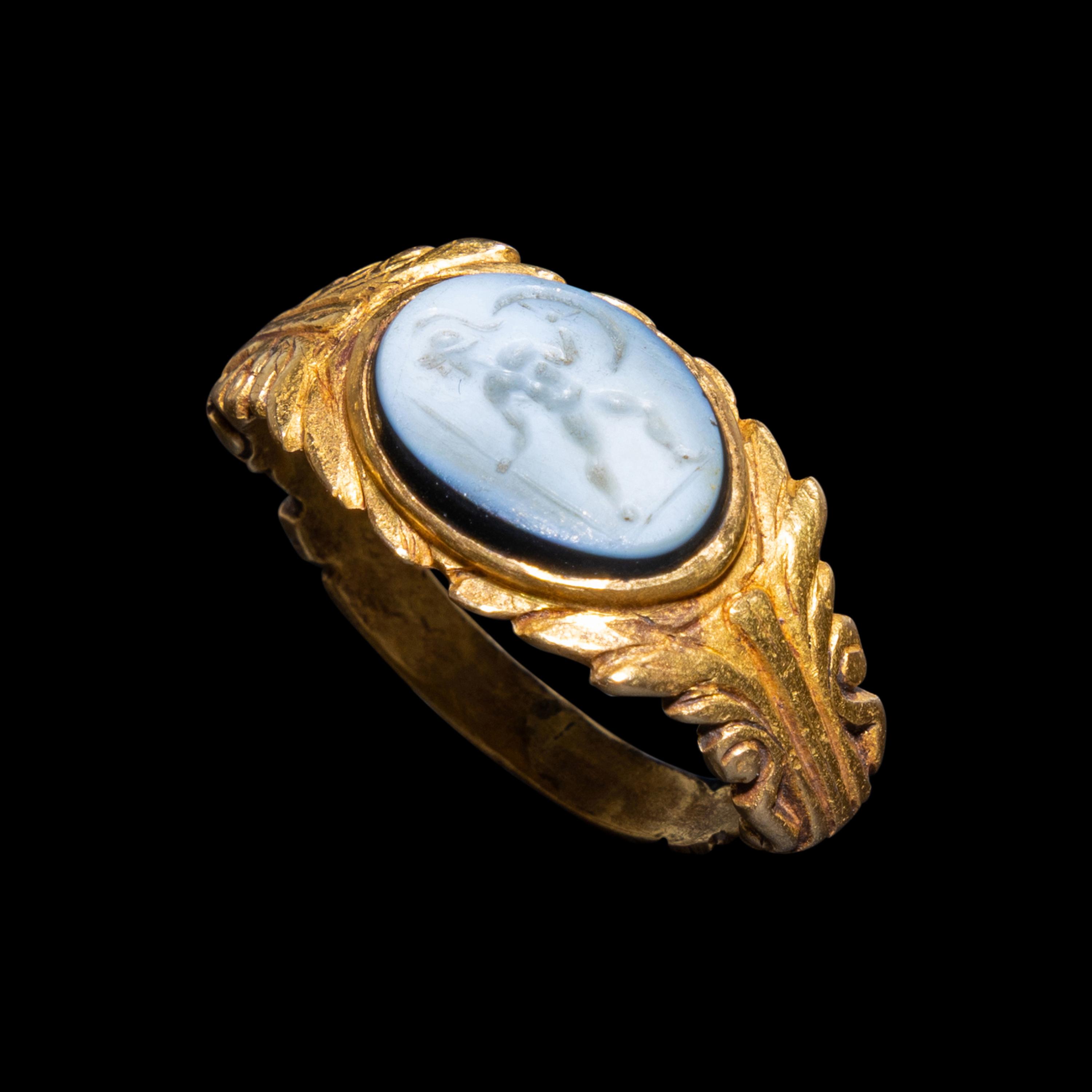 A Roman Gold and Nicolo Ring with Mars