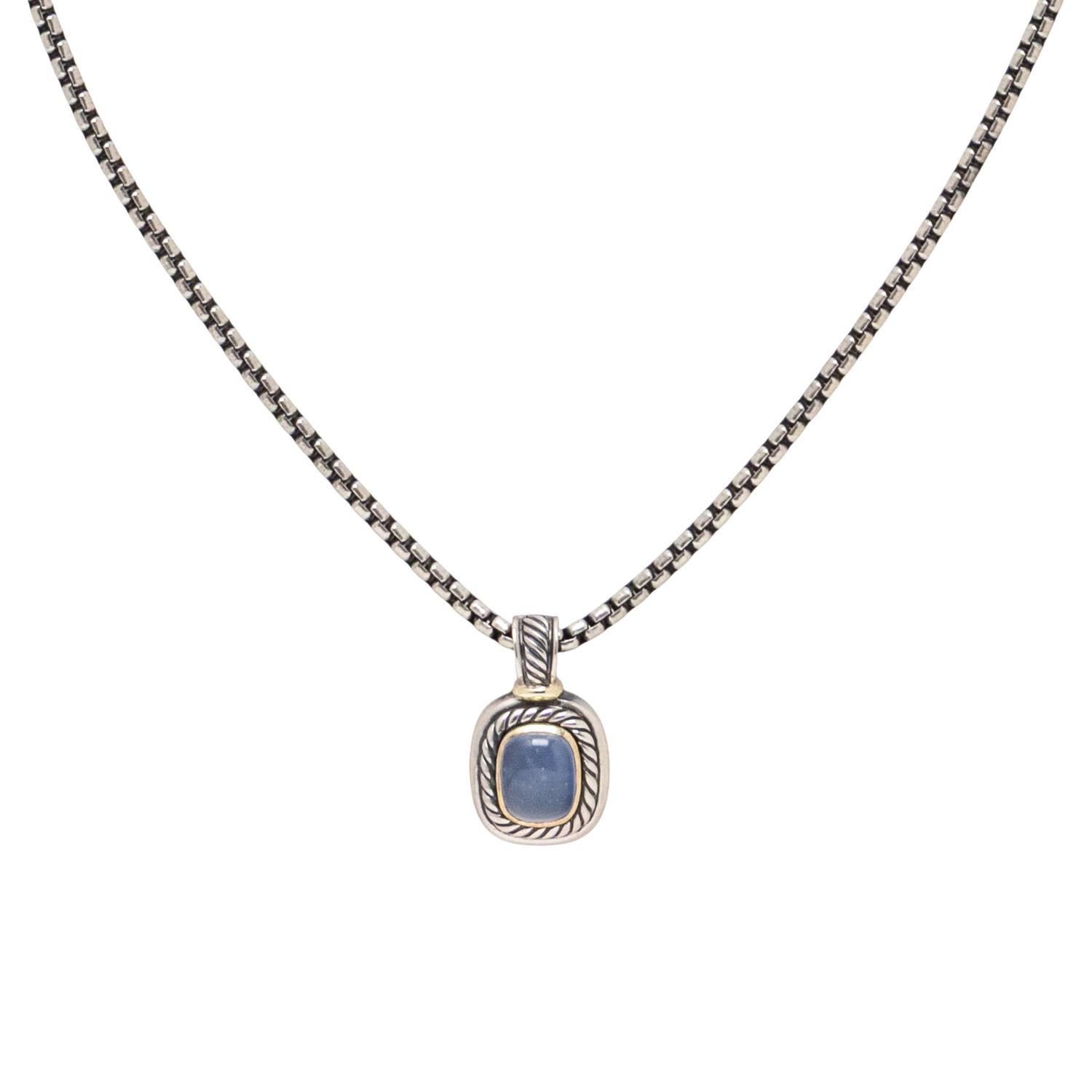 DAVID YURMAN, STERLING SILVER AND BLUE CHALCEDONY CONVERTIBLE PENDANT NECKLACE