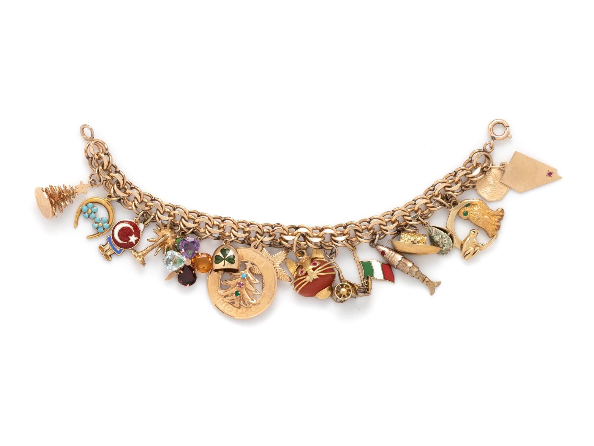 YELLOW GOLD AND GOLD-FILLED CHARM BRACELET