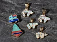 Navajo Inlaid 14K Gold Pendants