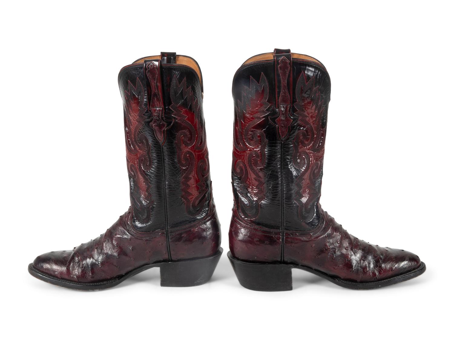 Lucchese Black Cherry Full Quill Ostrich Boots