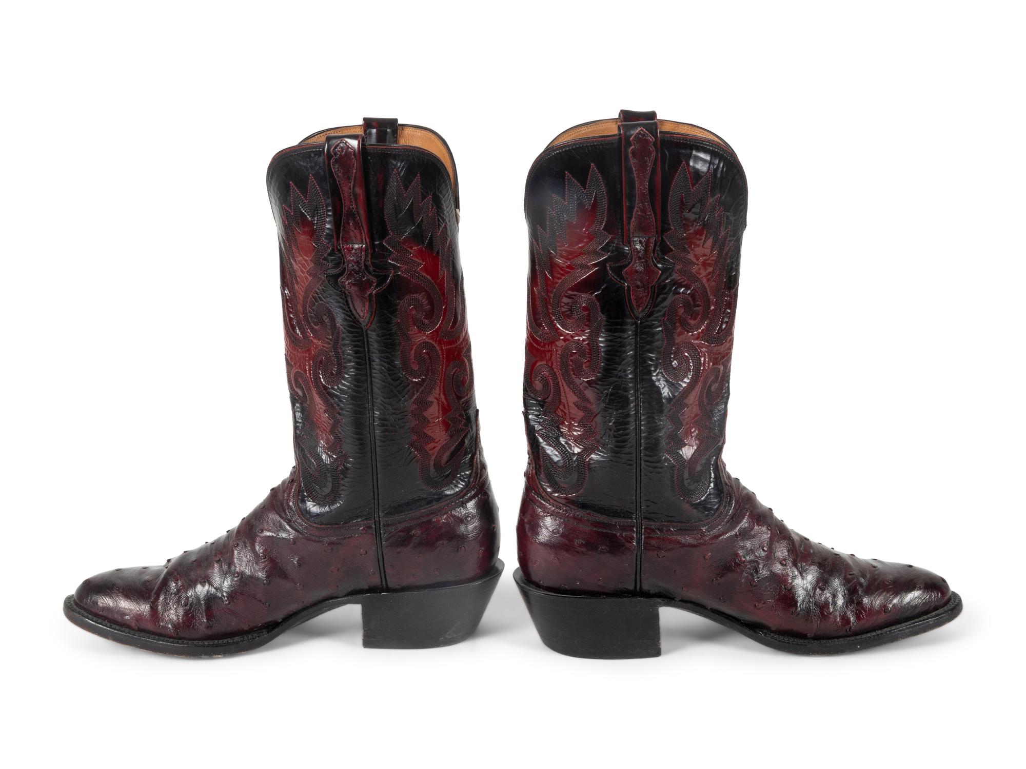 Lucchese Black Cherry Full Quill Ostrich Boots