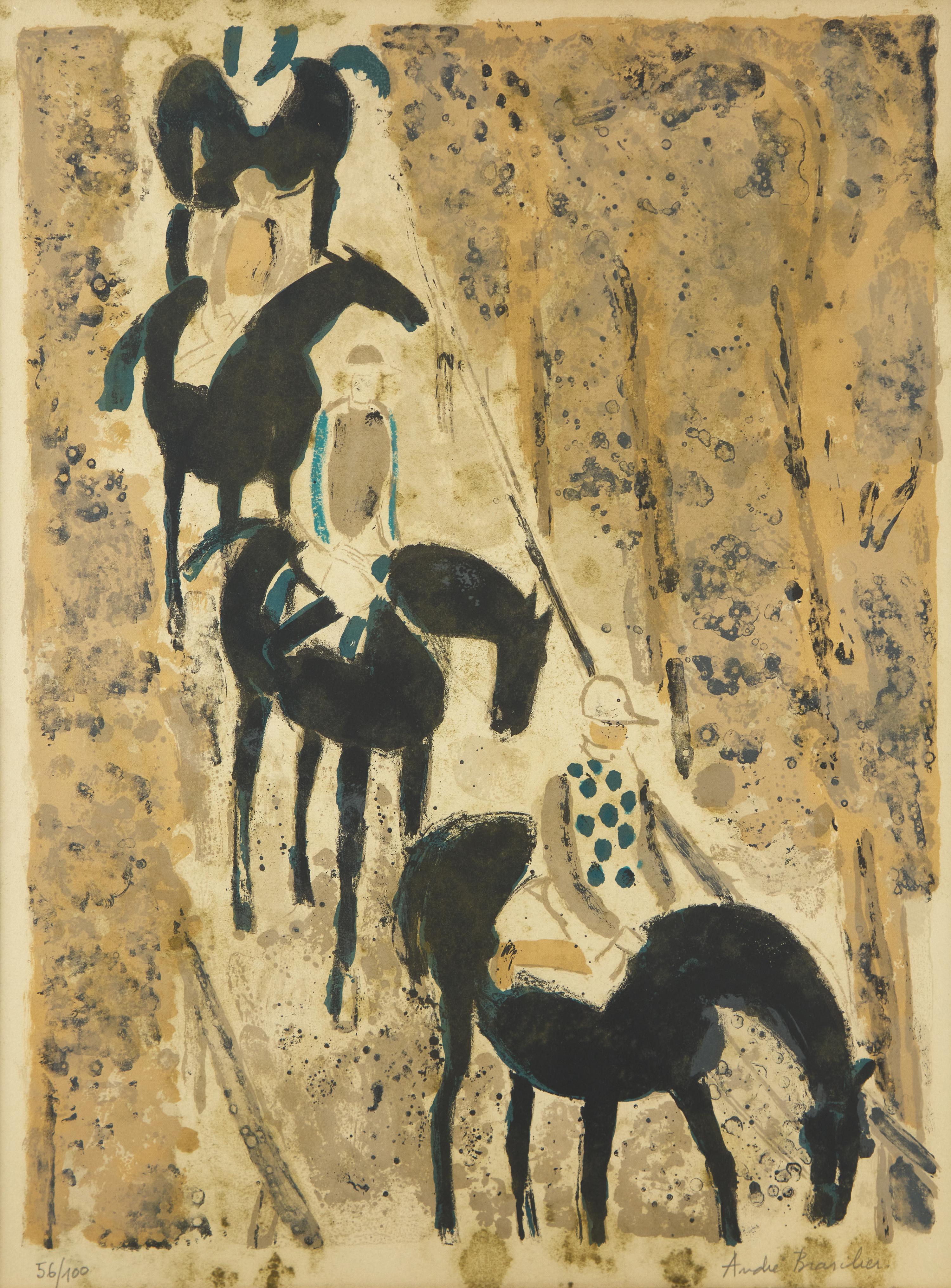 André Brasilier (French, b. 1929) — Le Maréchal Ferrant and Jockeys sur la Neige , 1963 (two works)
