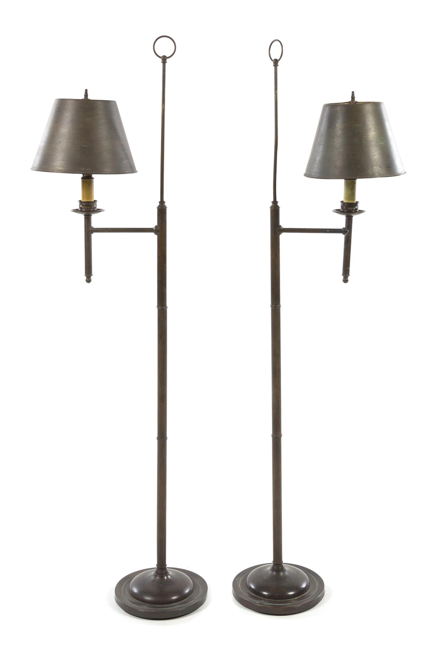A Pair of Pole Floor Lamps Height overall 57 3/4 inches. — 20TH CENTURY