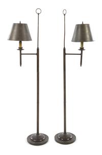 A Pair of Pole Floor Lamps Height overall 57 3/4 inches. — 20TH CENTURY
