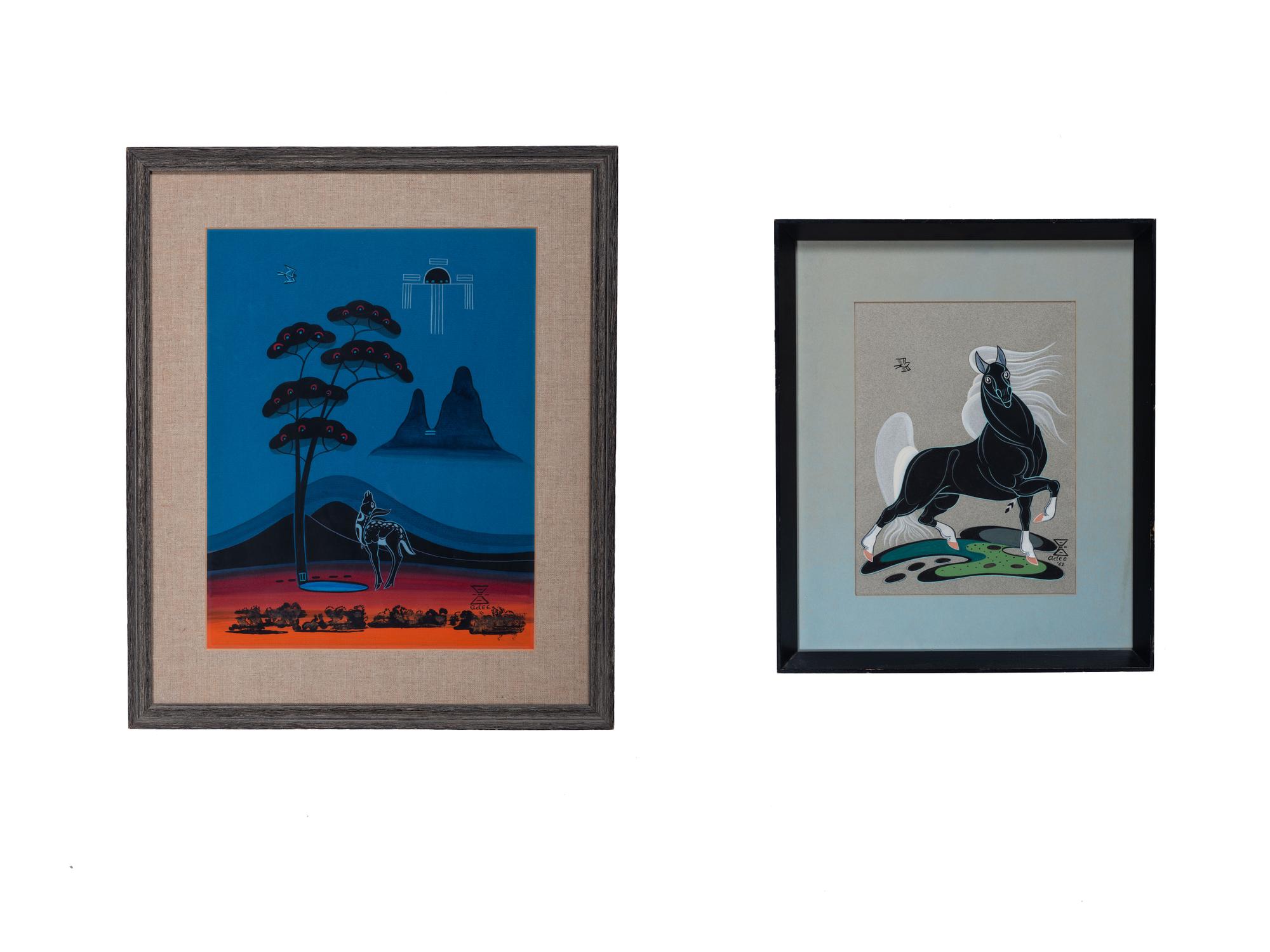 untitled, fawn with bird AND black stallion