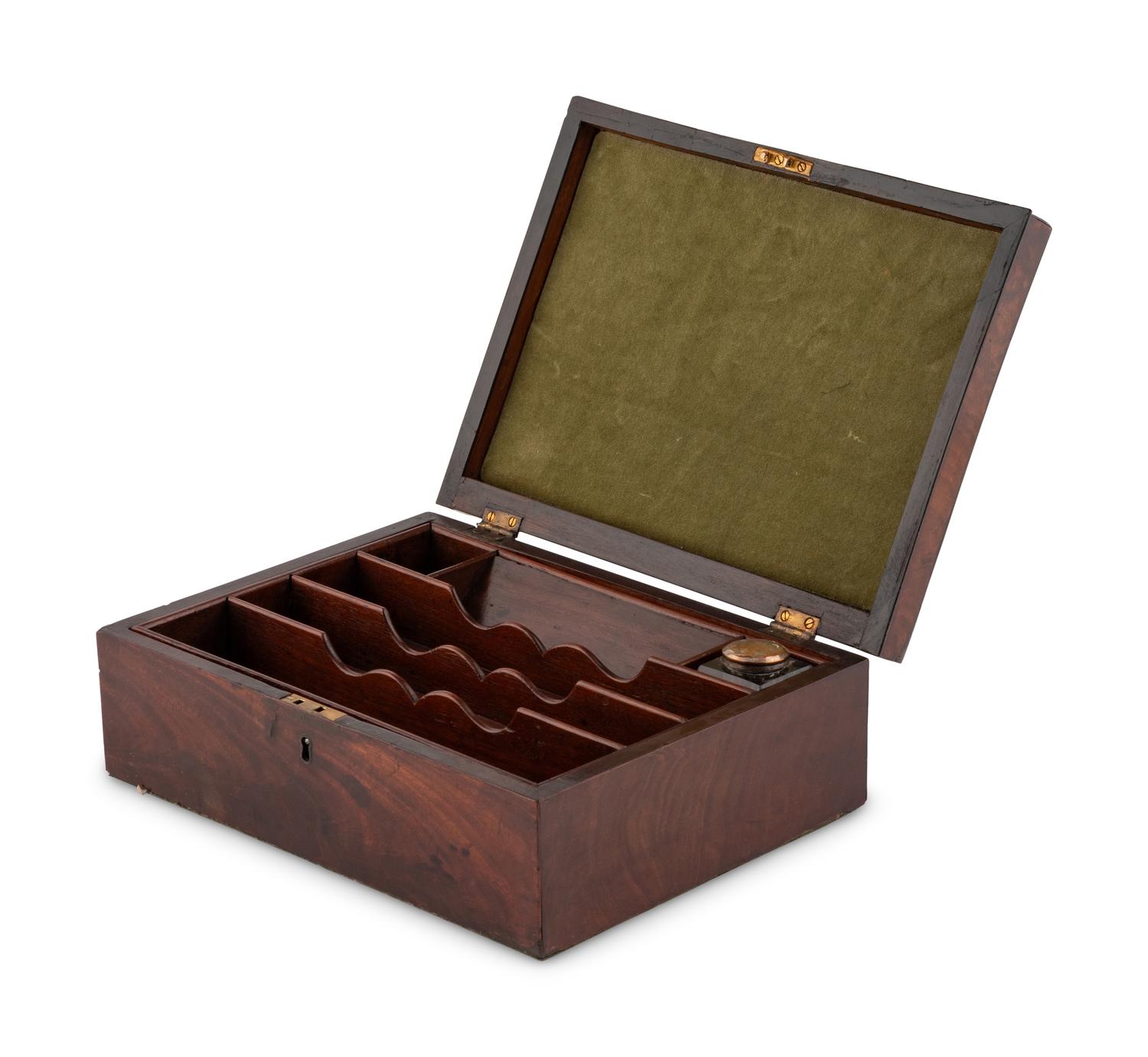 A George III Mahogany Campaign Stationary Box
