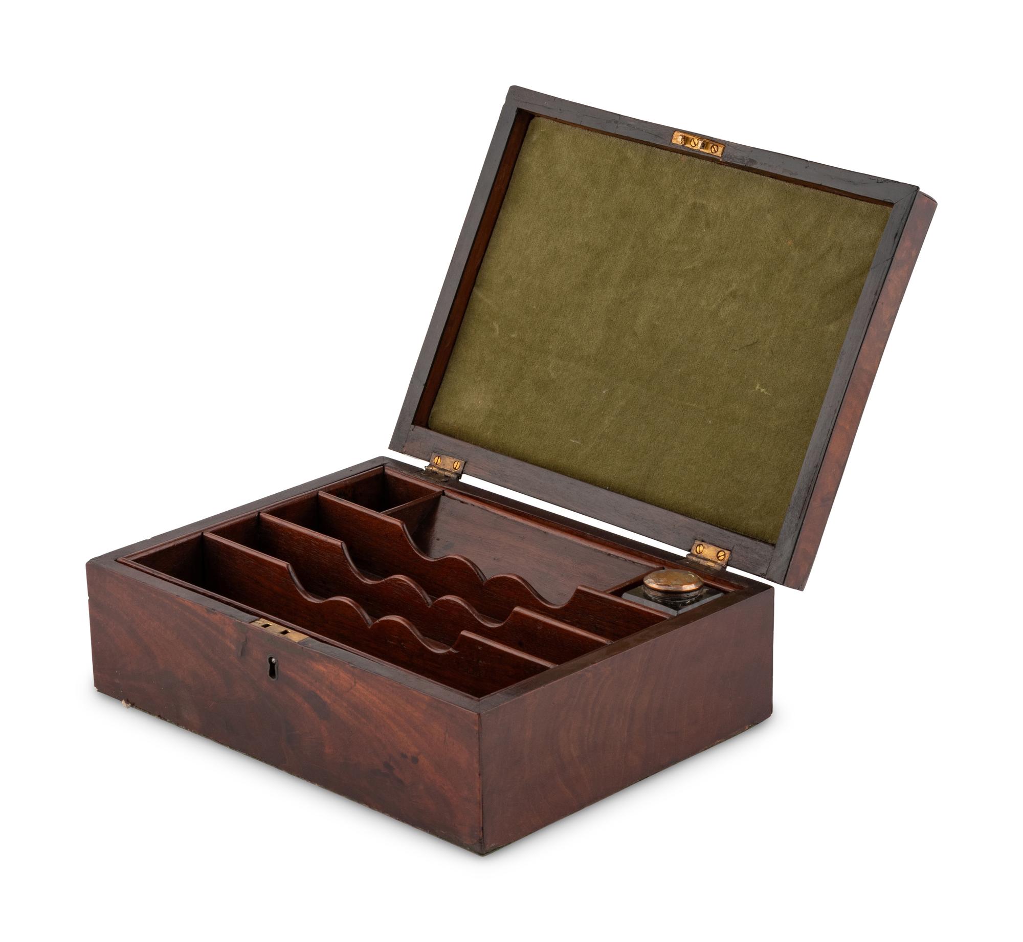 A George III Mahogany Campaign Stationary Box