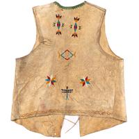 Plains Painted and Beaded Hide Vest, with Dragonflies and Pipes