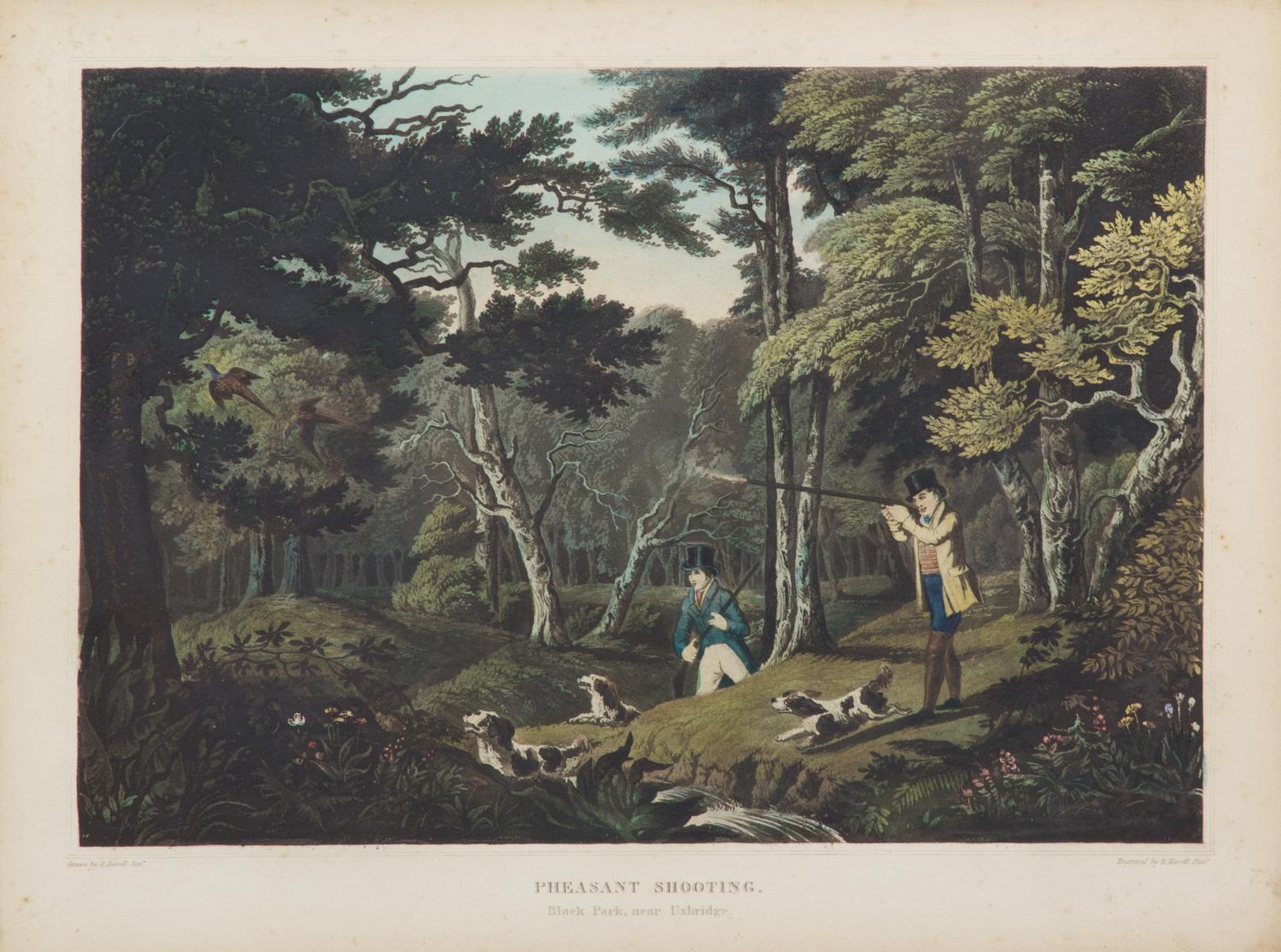 Robert HAVELL JR., after - Robert HAVELL Jr., engraver Image 8 3/8 x 12 1/8 inches. — Partridge Shooting - Pheasant Shooting - Wild Duck Shooting - Snipe Shooting, Plates I-IV