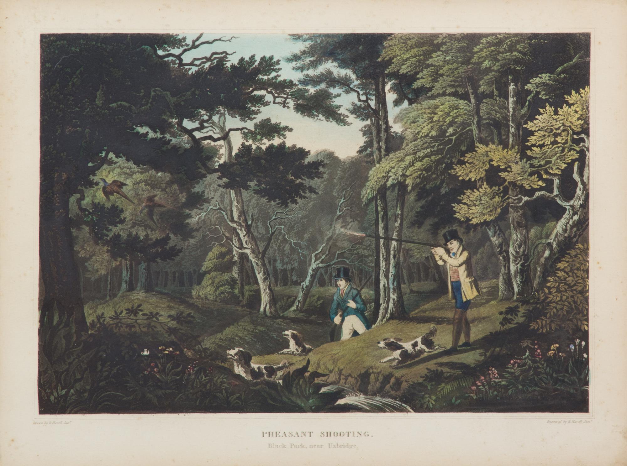 Robert HAVELL JR., after - Robert HAVELL Jr., engraver Image 8 3/8 x 12 1/8 inches. — Partridge Shooting - Pheasant Shooting - Wild Duck Shooting - Snipe Shooting, Plates I-IV