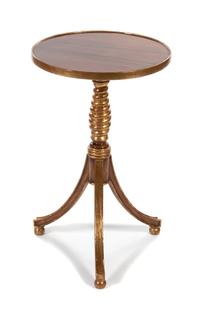 A Regency Style Parcel-Gilt and Grain-Painted Tripod Table