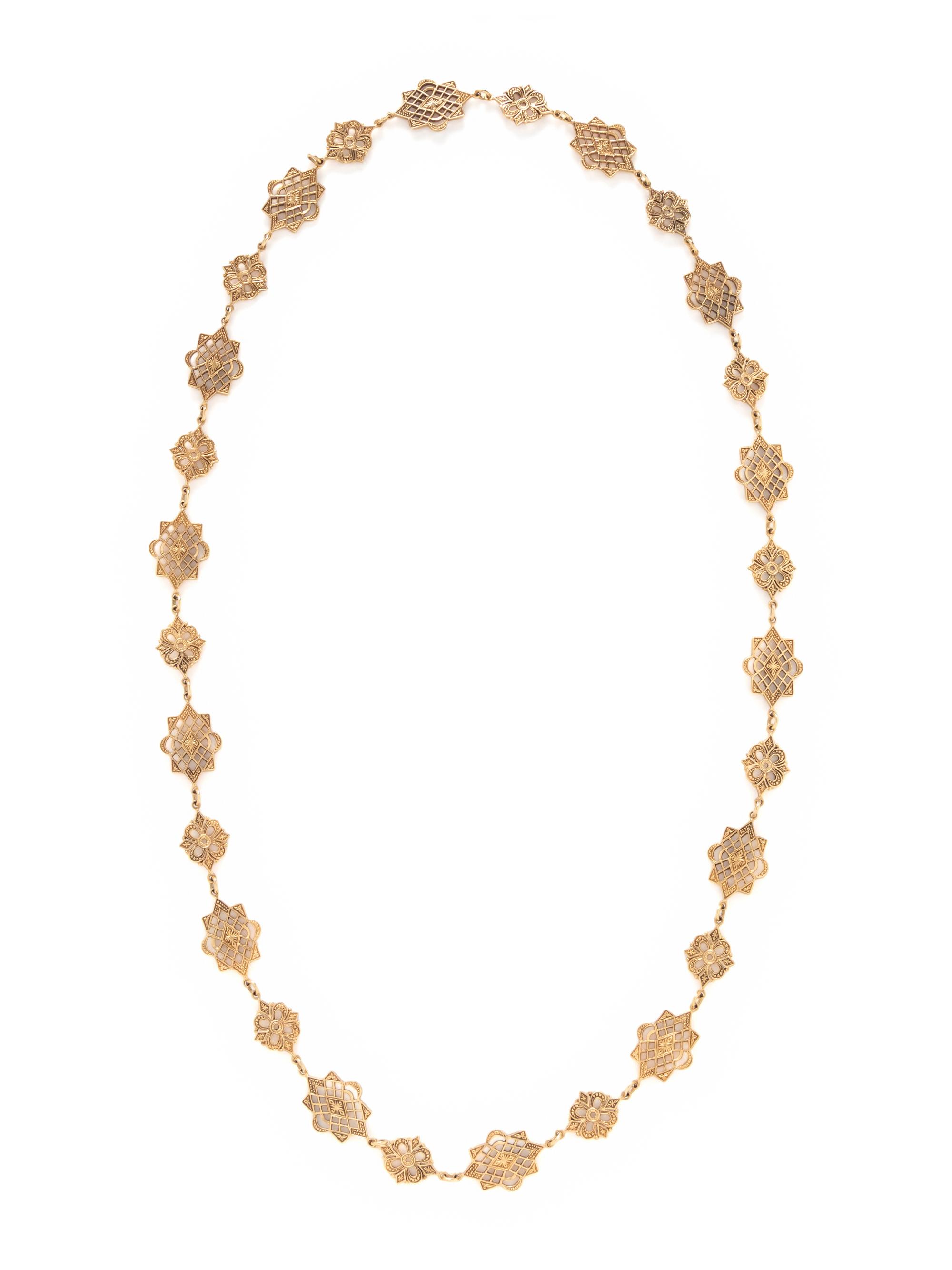YELLOW GOLD FANCY LINK LONG CHAIN