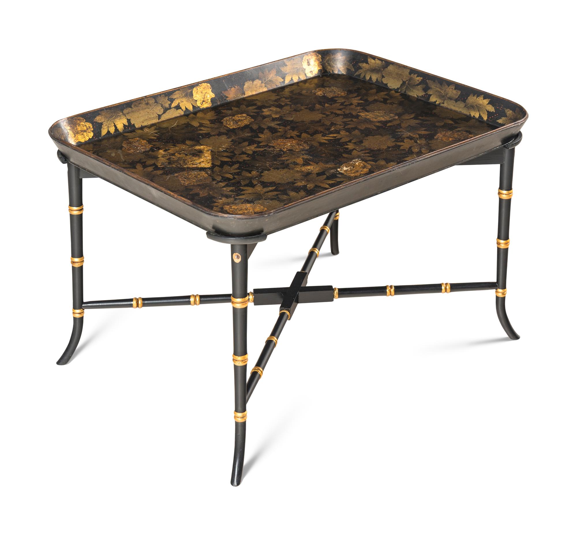 A Victorian Papier-Mâché Tray on Stand