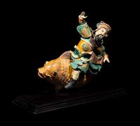 Three Chinese Glazed Pottery Figural-Form Roof Tiles