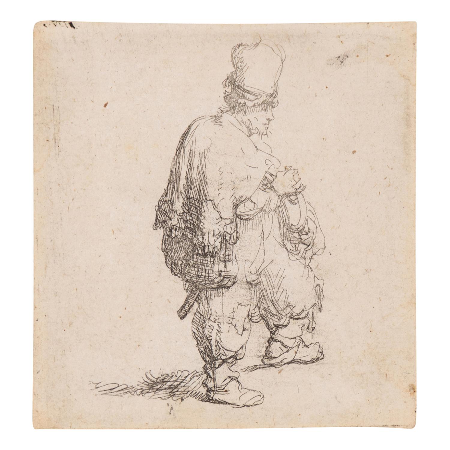 Rembrandt van Rijn (Dutch, 1606–1669) — A Standing Hurdy-Gurdy Player ('Polander Standing with Arms Folded'), ca. 1631