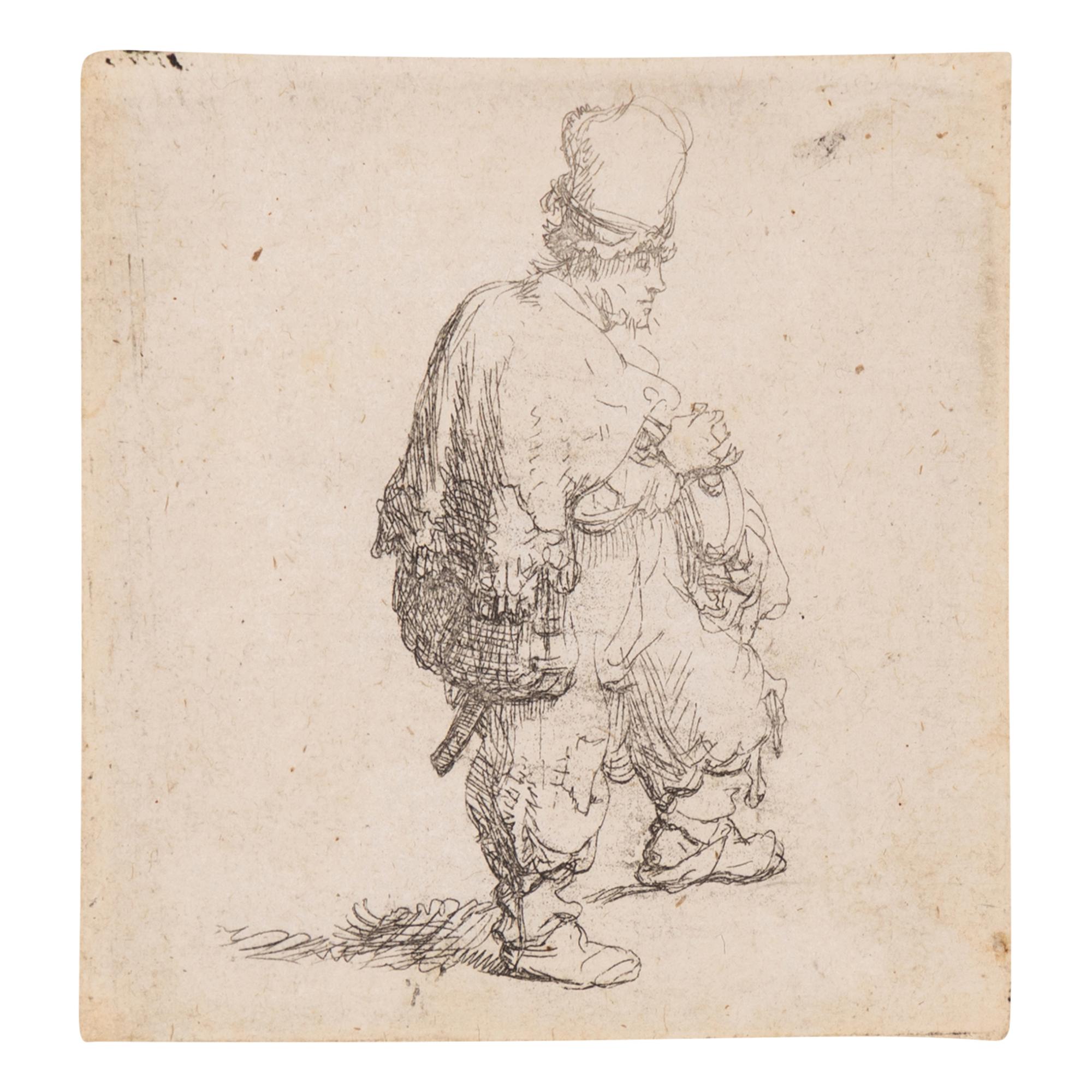 Rembrandt van Rijn (Dutch, 1606–1669) — A Standing Hurdy-Gurdy Player ('Polander Standing with Arms Folded'), ca. 1631
