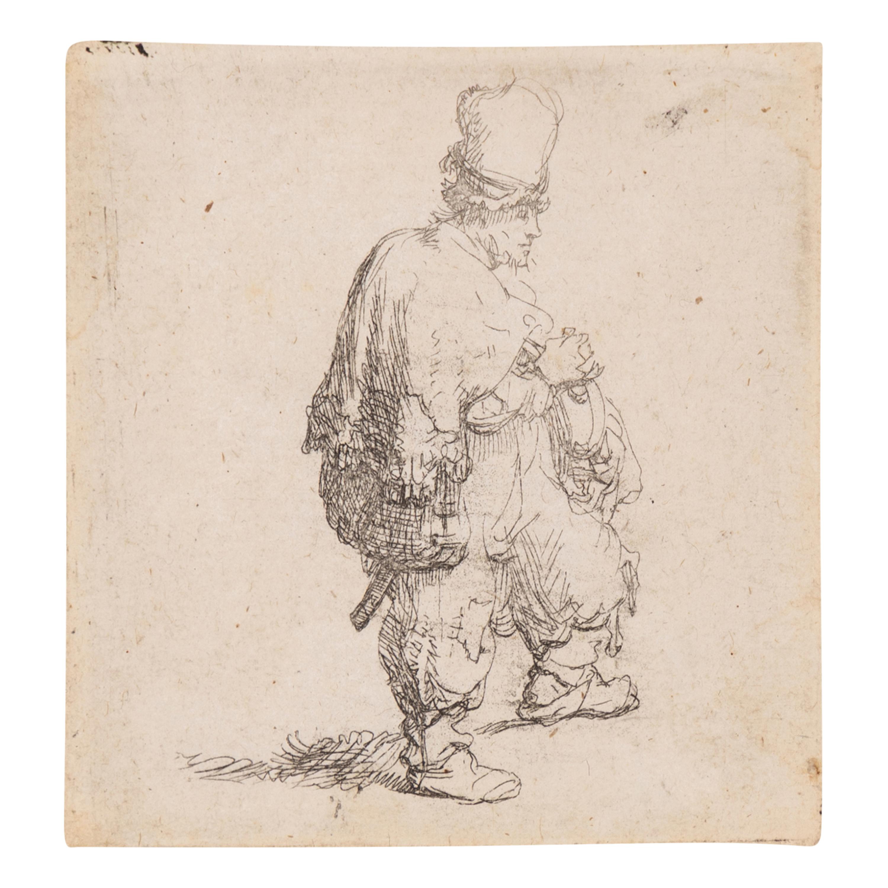 Rembrandt van Rijn (Dutch, 1606–1669) — A Standing Hurdy-Gurdy Player ('Polander Standing with Arms Folded'), ca. 1631