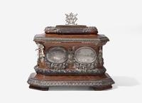 An English Engraved Silver-Mounted Presentation Tea Caddy
