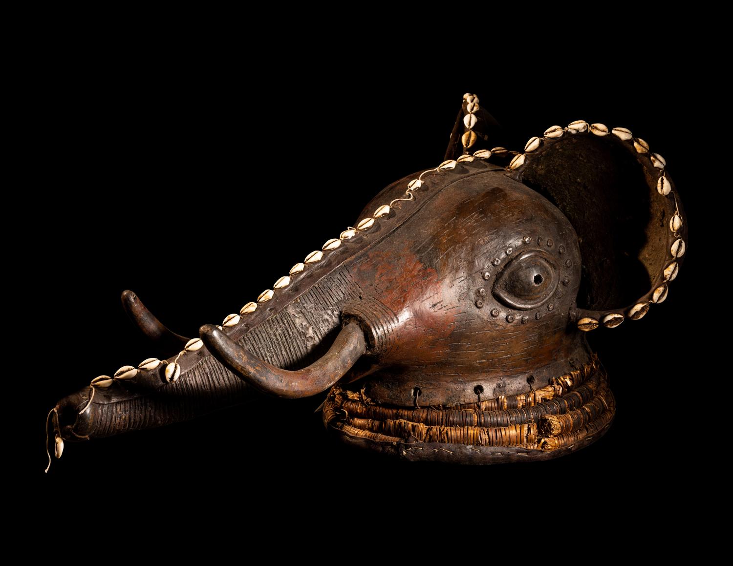 A Babanki Wood Elephant Head Helmet Mask