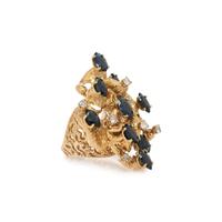 YELLOW GOLD, SAPPHIRE AND DIAMOND RING
