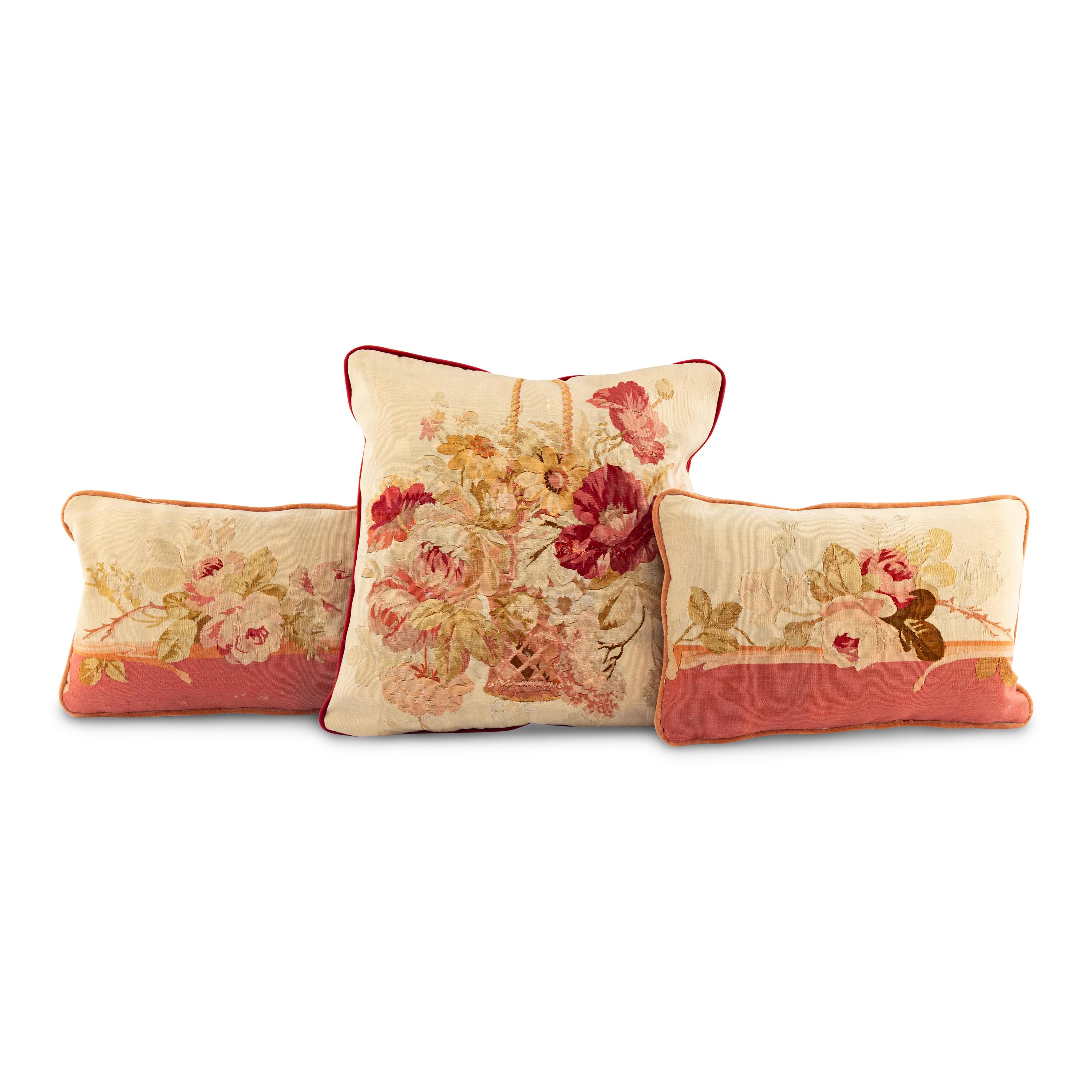 Three Aubusson Tapestry Pillows