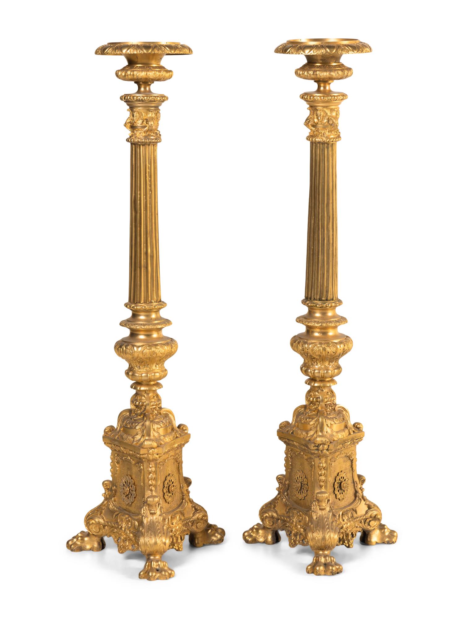 A Pair of French Gilt Bronze Torchères