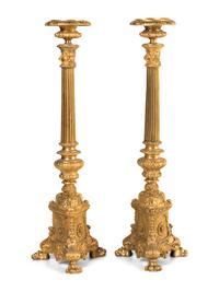A Pair of French Gilt Bronze Torchères